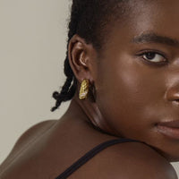 Three-CZ Geometric U-Shape Hoop Earrings in Sterling Silver
