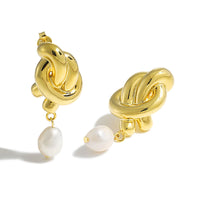 Irregular Hollow Knot Sterling Silver Statement Earrings