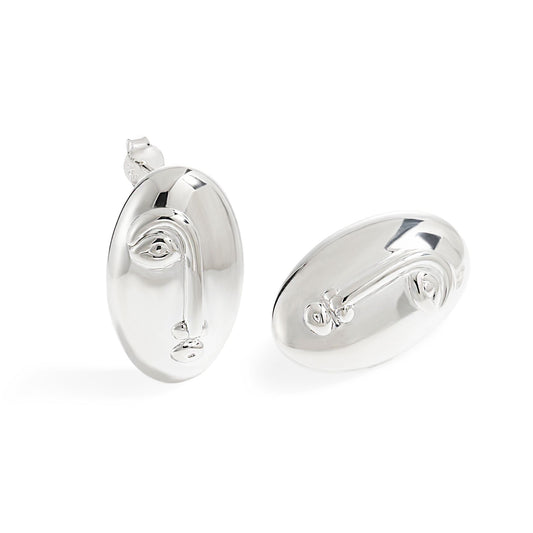 Electroformed Oval Portrait Statement Earrings