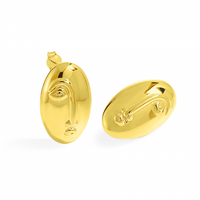 Electroformed Oval Portrait Statement Earrings