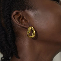 Irregular Hollow Circle Sterling Silver Stud Earrings