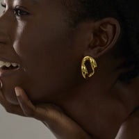 Irregular Hollow Circle Sterling Silver Stud Earrings