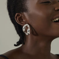 Electroformed Hollow Irregular Circle Sterling Silver Stud Earrings