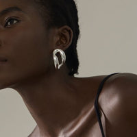 Electroformed Hollow Irregular Circle Sterling Silver Stud Earrings