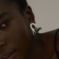 Electroformed Hollow Irregular Circle Sterling Silver Stud Earrings