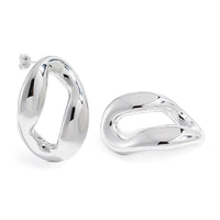 Electroformed Hollow Irregular Circle Sterling Silver Stud Earrings