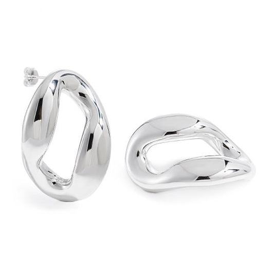 Electroformed Hollow Irregular Circle Sterling Silver Stud Earrings