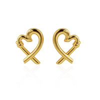 Honey Moon Hollow Heart 999 Sterling Silver Stud Earrings