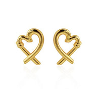 Honey Moon Hollow Heart 999 Sterling Silver Stud Earrings