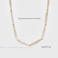 Long Stick Natural Pearl Necklace in 925 Sterling Silver
