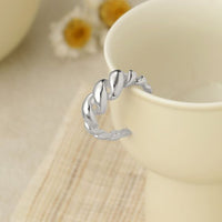 Hollow Twisted Rope Adjustable 925 Sterling Silver Ring