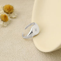 Sun and Stars Crystal Adjustable Ring, 925 Sterling Silver