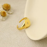 Sun and Stars Crystal Adjustable Ring, 925 Sterling Silver