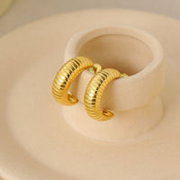 C Shape Tube Sterling Silver Hoop Earrings