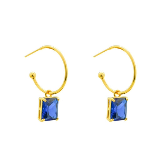 Rectangle CZ Hoop Earrings in 925 Sterling Silver
