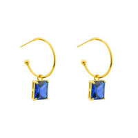 Rectangle Crystal Hoop Earrings in 925 Sterling Silver