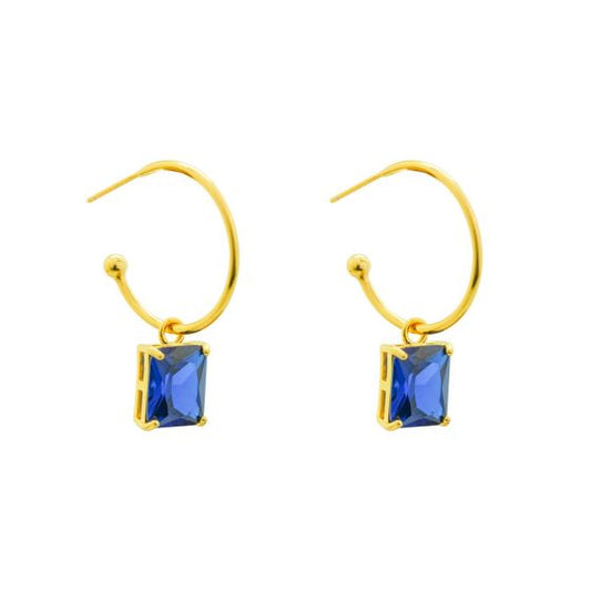 Rectangle CZ Hoop Earrings in 925 Sterling Silver