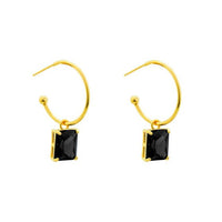 Rectangle Crystal Hoop Earrings in 925 Sterling Silver