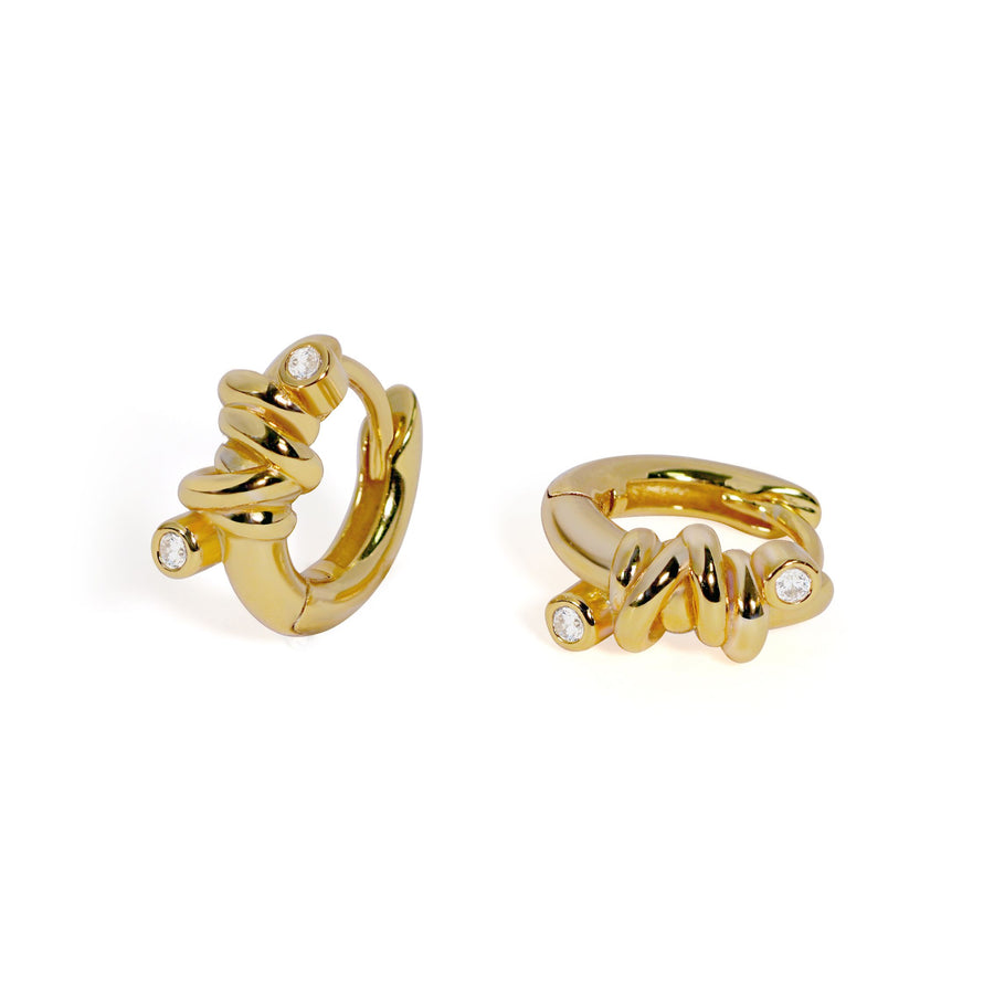Mini Twisted Knot Hoop Earrings, 925 Sterling Silver