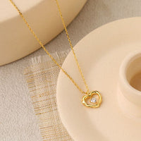 Dancing Crystal Hollow Heart 925 Sterling Silver Necklace
