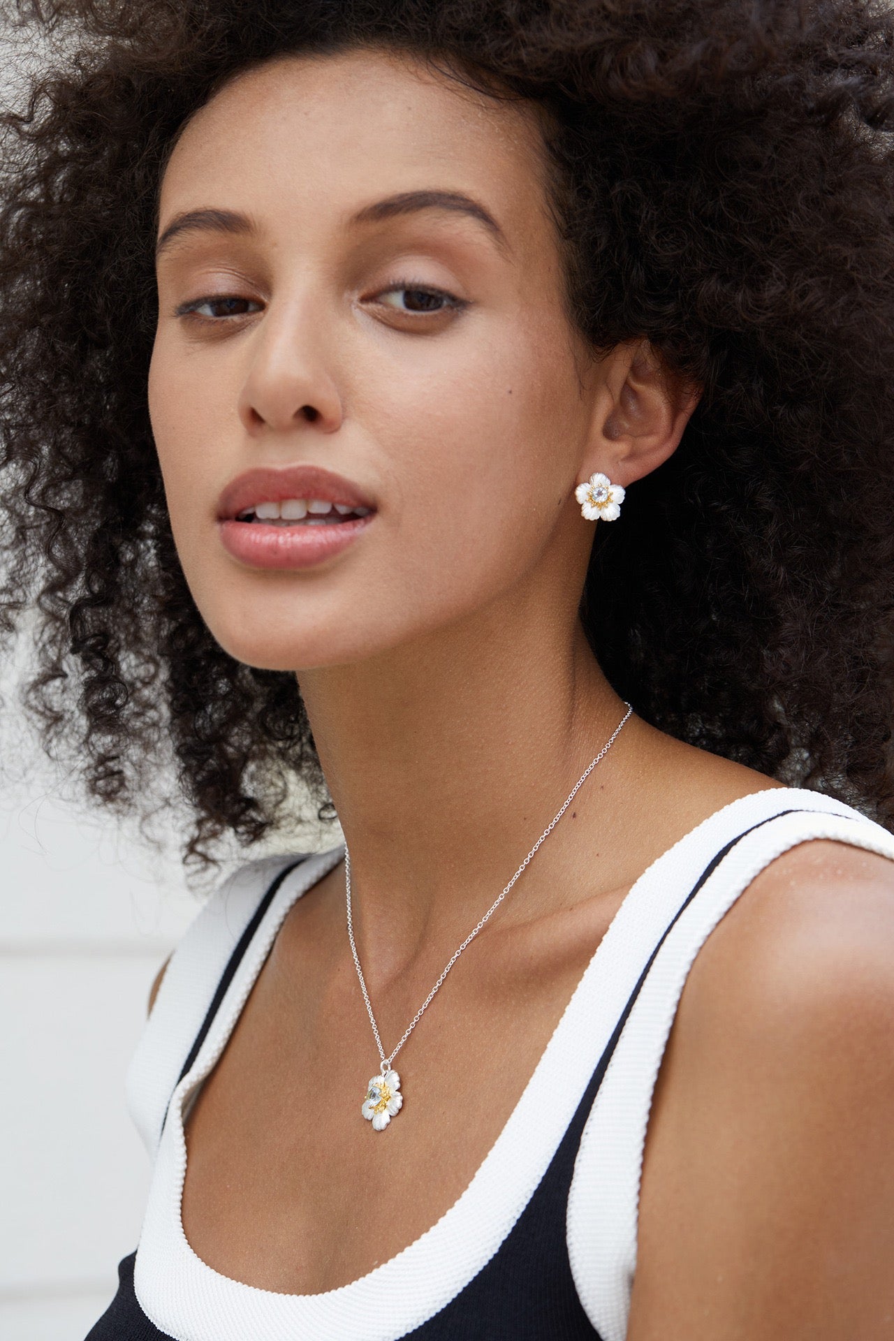 Blue Topaz Flower Pendant Necklace