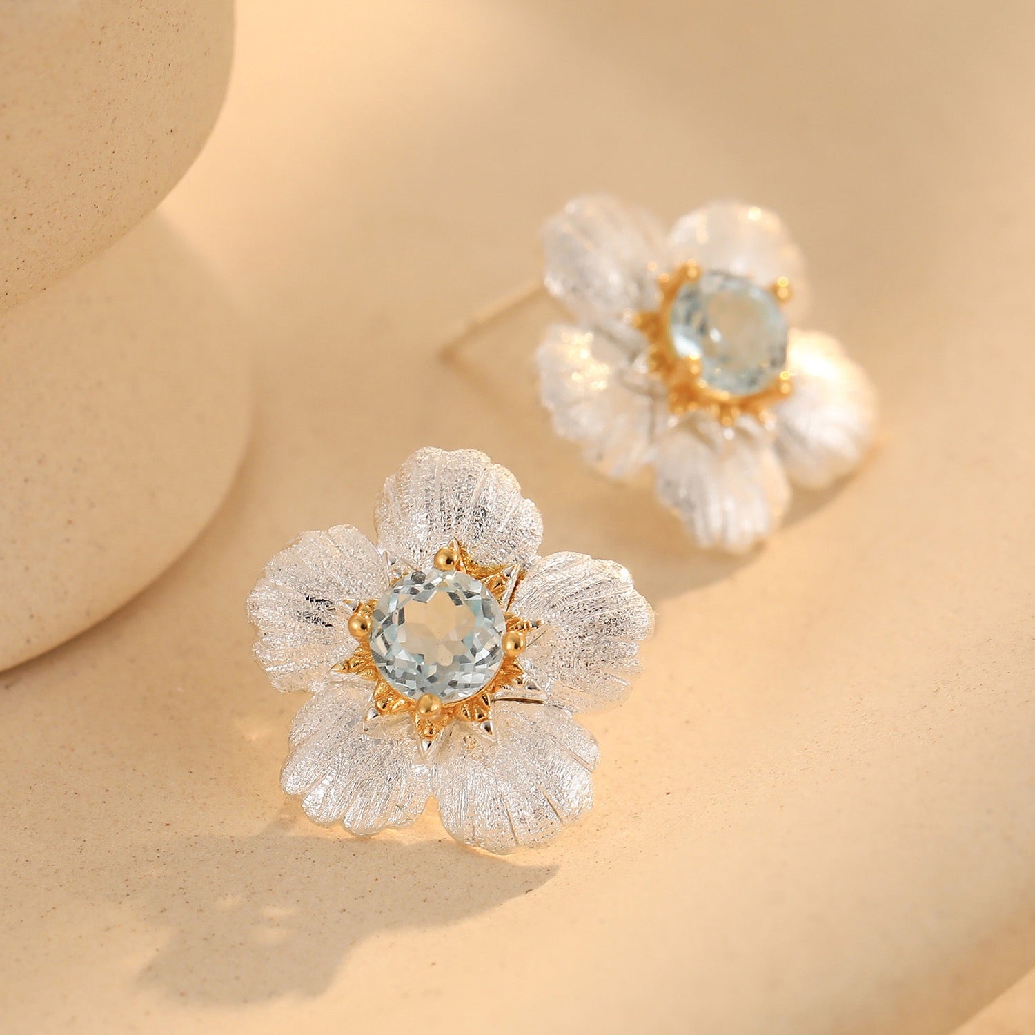 Natural Topaz Flower Earrings