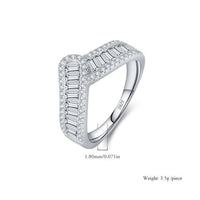 Geometric Baguette Cubic Zirconia Sterling Silver Statement Ring