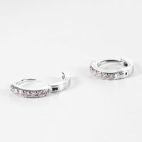 Round Crystal 925 Sterling Silver Hoop Earrings