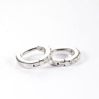 Round Crystal 925 Sterling Silver Hoop Earrings