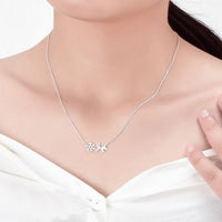 Snowflake and Reindeer 925 Sterling Silver Pendant Necklace
