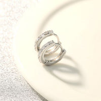 Round Crystal 925 Sterling Silver Hoop Earrings