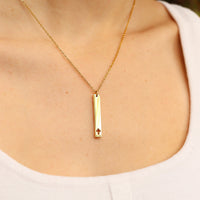 18K Gold Cross Cutout Vertical Bar Necklace