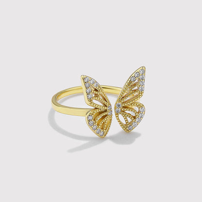 Gold Plated Sterling Silver Butterfly Ring