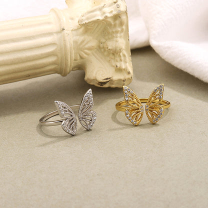 Gold Plated Sterling Silver Butterfly Ring