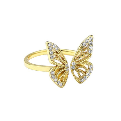 Gold Plated Sterling Silver Butterfly Ring