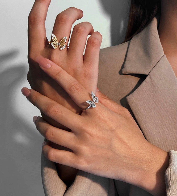 Gold Plated Sterling Silver Butterfly Ring