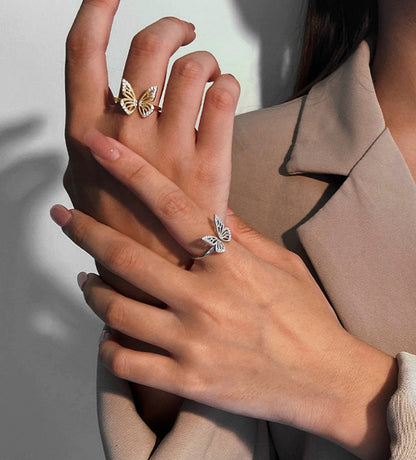Gold Plated Sterling Silver Butterfly Ring
