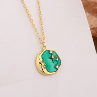 Gold Plated Sterling Silver Enamel MoonStar Necklace
