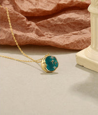 Gold Plated Sterling Silver Enamel MoonStar Necklace