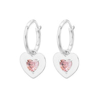 Pink Crystal Heart Convertible Hoop Earrings