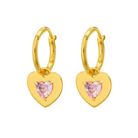 Pink Crystal Heart Convertible Hoop Earrings