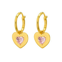Pink Crystal Heart Convertible Hoop Earrings
