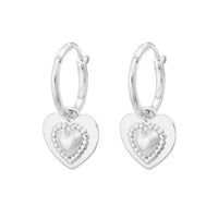 Pink Crystal Heart Convertible Hoop Earrings